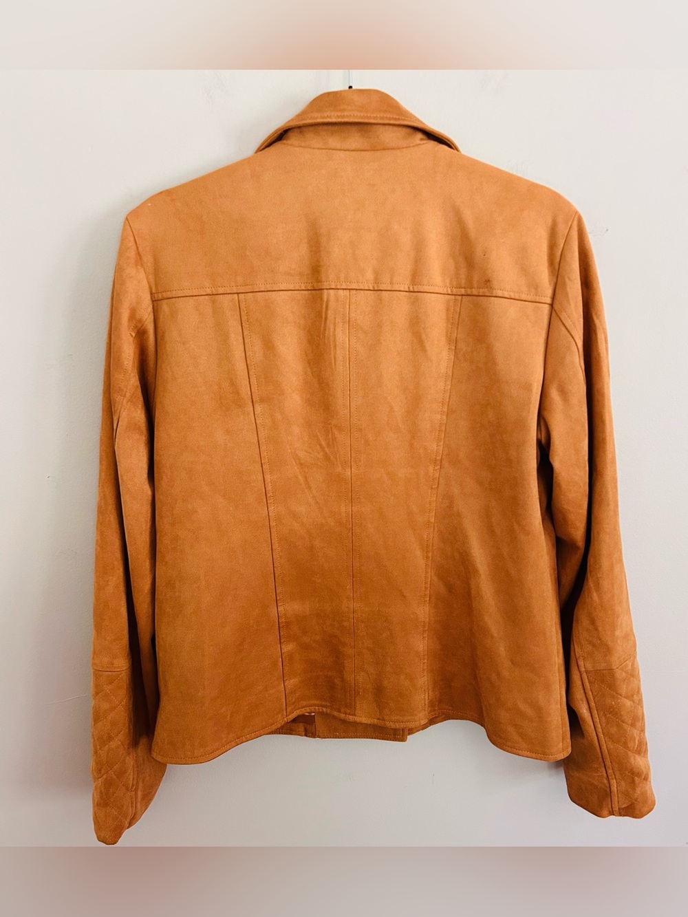 KUT From The Kloth Faux Suede Moto Jacket Camel Brown Size L - Picture 4 of 7